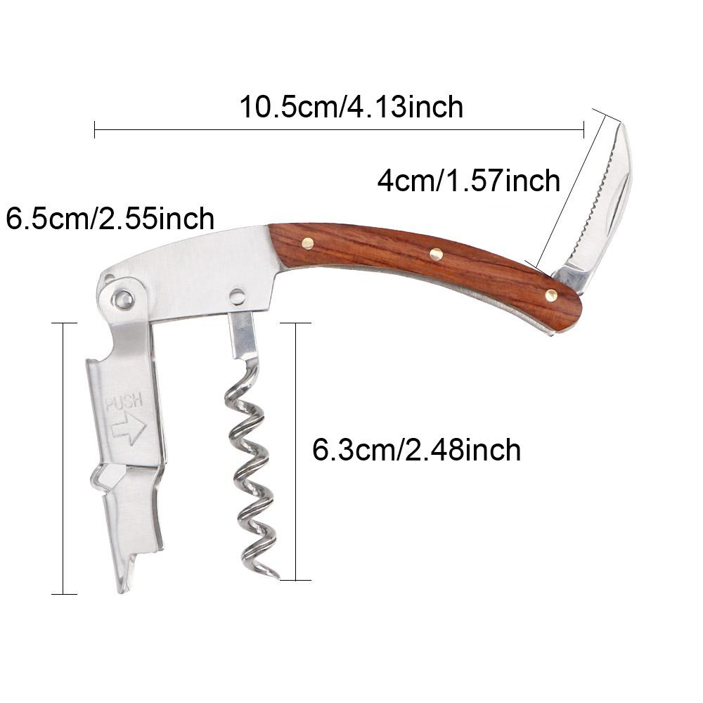 Professional Wine Opener Stainless Steel Portable Screw Corkscrew Wooden Handle Multifunction Wine Bottle Opener Bar Kitchen Tools