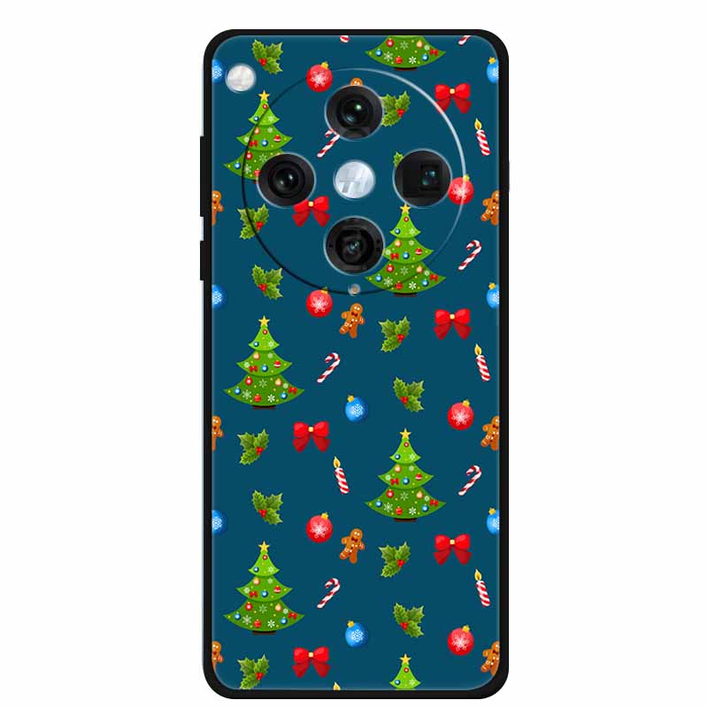 Christmas Cover For Oppo Find X8 Pro 5G 6.78"Black Silicone Cases TPU Santa Claus Christmas Tree Back Cover For Oppo Find X8 5G