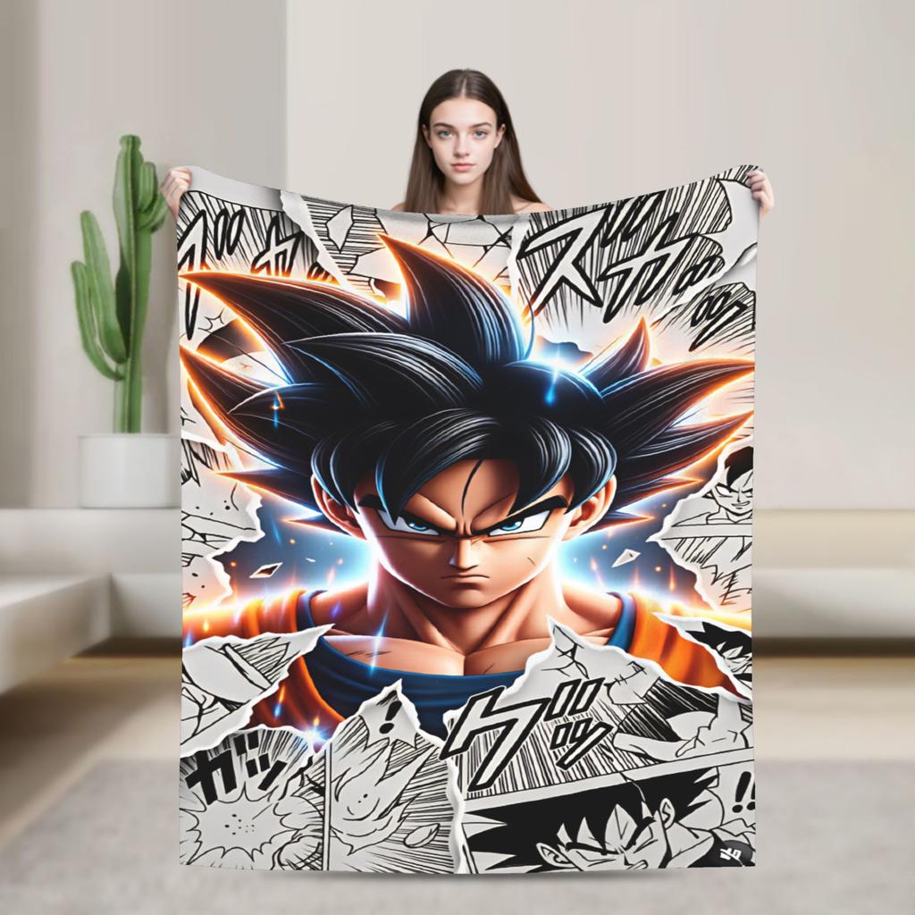 Dragons Balls Blanket Son Goku Warm Novelty Plush Throw Blanket For Kids Adult Outdoor Flannel Bedspread Bed Cover