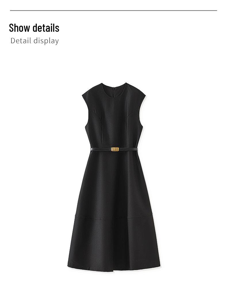 High-End Commuting Slimming Sleeveless Court Style Women's Dress - Summer Waist-Cinching Vest Dress
