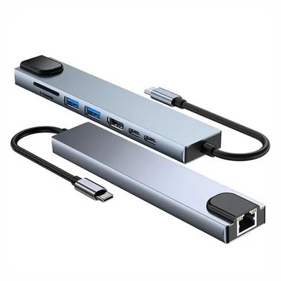 8 In 1 USB C Hub for MacBook iPhone with Ethernet USB SD Card Reader Type C Adapter Multiport Dock