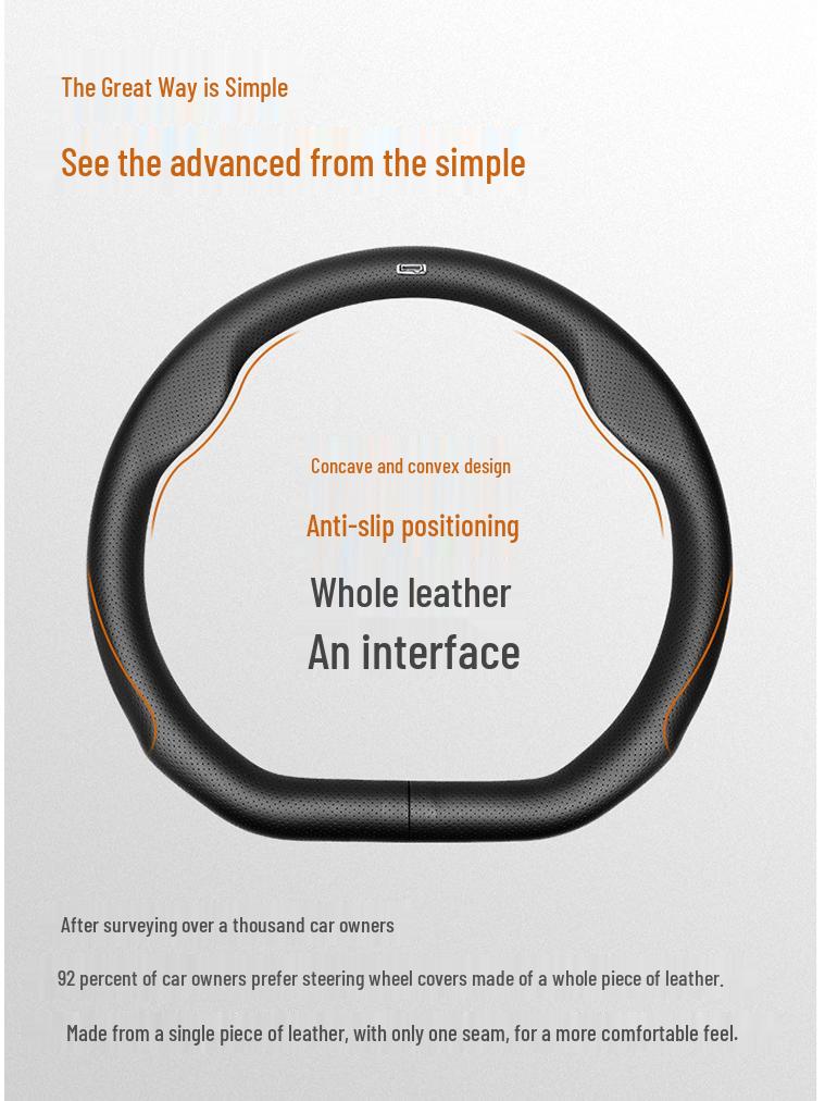 Qoros 7/5 D-Form Echtleder Lenkradbezug, Rutschfest, Ultradünn, Universell für alle Jahreszeiten.