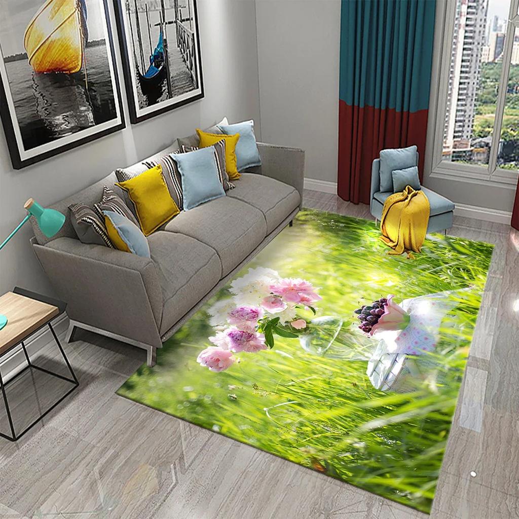 3D Flowers In The Morning Light Carpet for Kids Play Crawling Mat Boys Girl Bedroom Bedside Decor Floor Rug Living Room Carpet