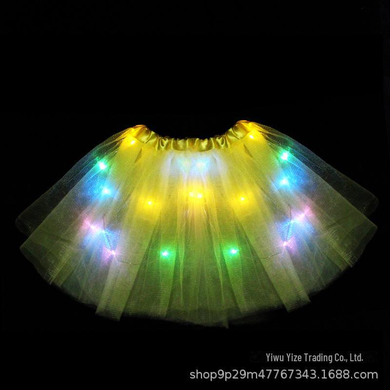 Children's Glow Angel Costume: Girl's Gauze Skirt with Flashing Wings and 20-Light Butterfly Design, 3-Piece Set.