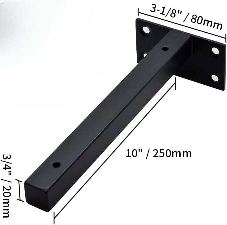 1 PC Floating Shelf Brackets Heavy Duty, Square Shelving Brackets, Metal Floating Shelf Supports, Black Wall Mount Brackets