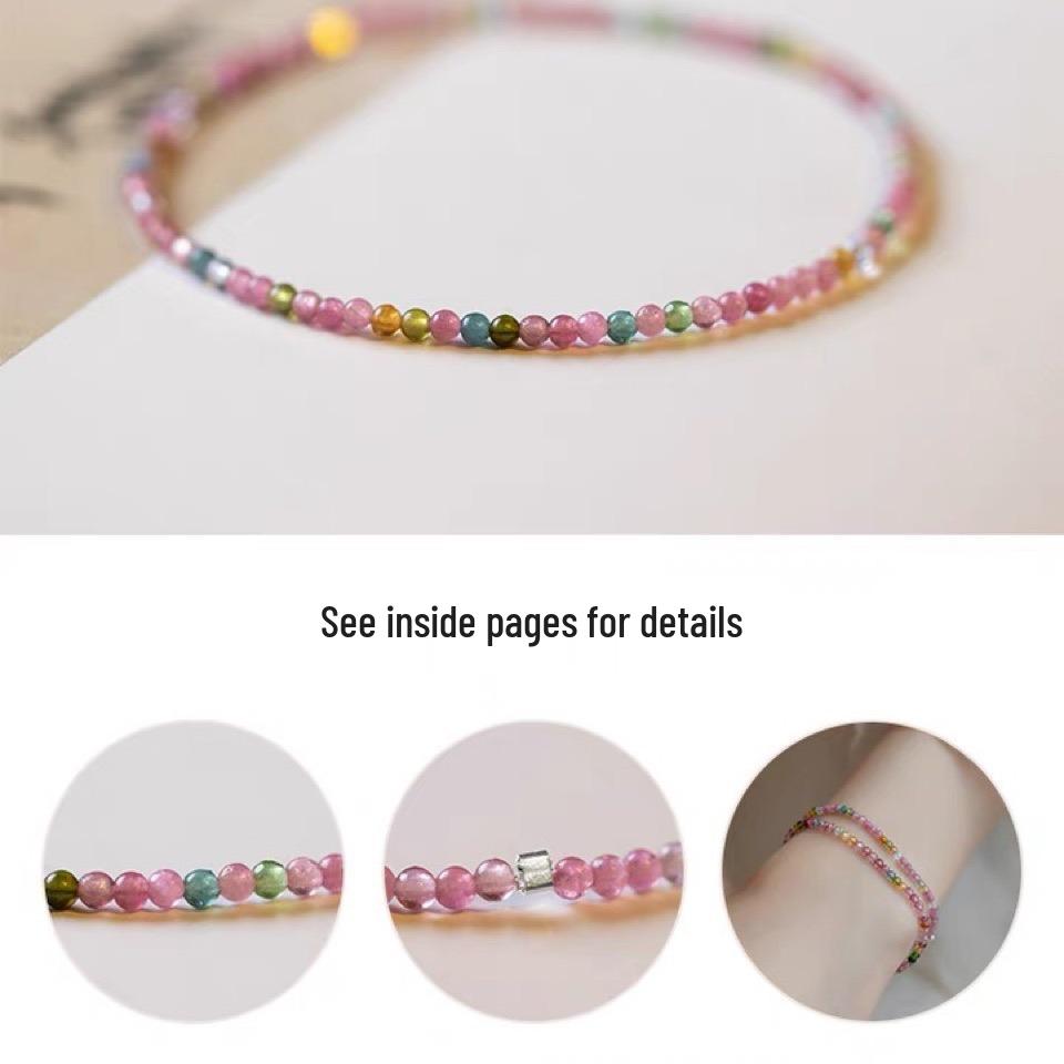 Handgefertigtes Natur-Regenbogen-Turmalin-Perlenarmband - Elastische Kordel, Glücksbringendes Geschenk für Frauen