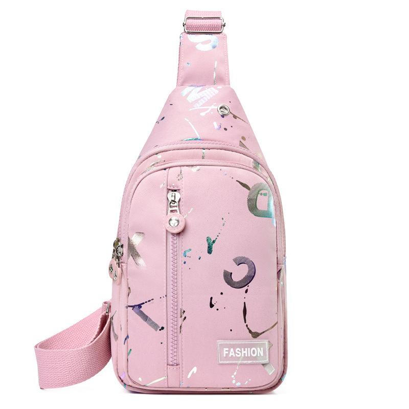 

Новая нагрудная сумка корейской версии модный женский рюкзак большой емкости универсальный повседневный нагрудный дорожный наплечный мессенджер сумка 17*5*30 светло-розовый