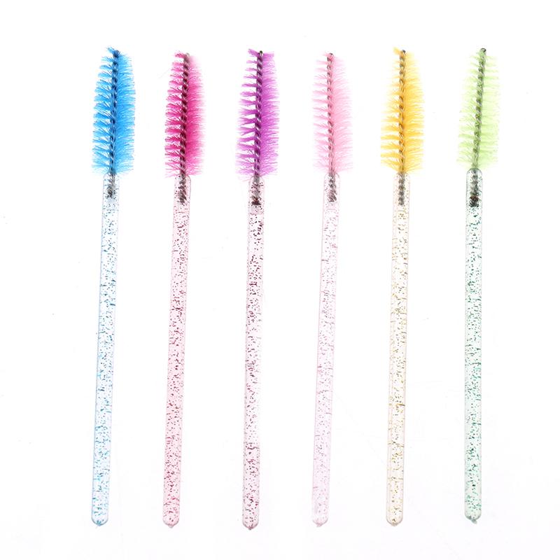 50Pcs Disposable Eyelash Brush With  Rod Eyebrow Comb Makeup Brush