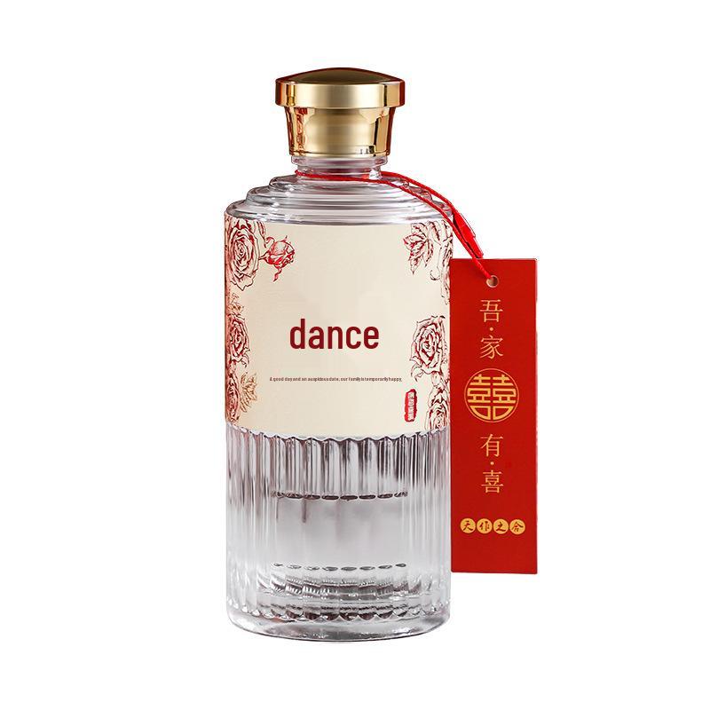 500ml Transparent Glass Baijiu Bottle Set for Weddings and Graduations with Gift Box