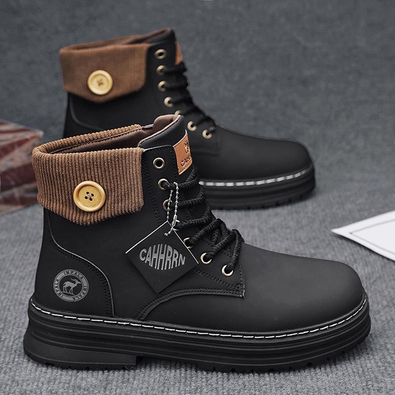 2024 new high-top men's boots British style Martin boots men's casual trendy boots men's tooling locomotive boots autumn and winter