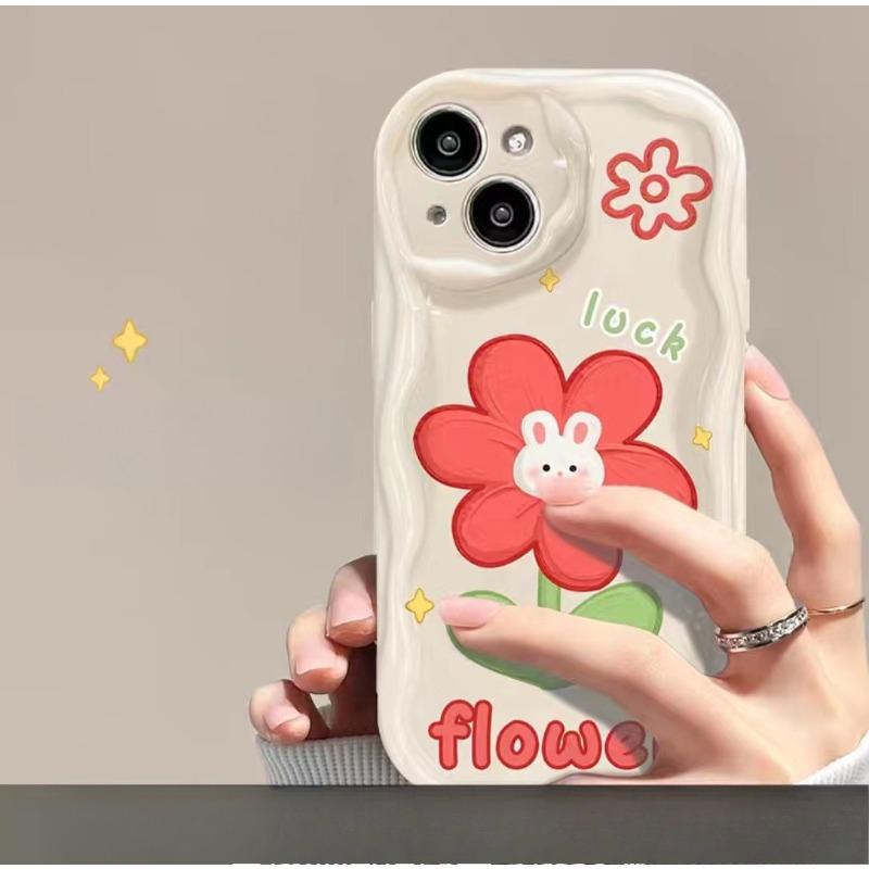 

Подходит для чехла для мобильного телефона Apple 14promax iPhone 15 Кролик Цветок Невидимая подставка 13/12 Прозрачный 11 Мягкий iPhone 15