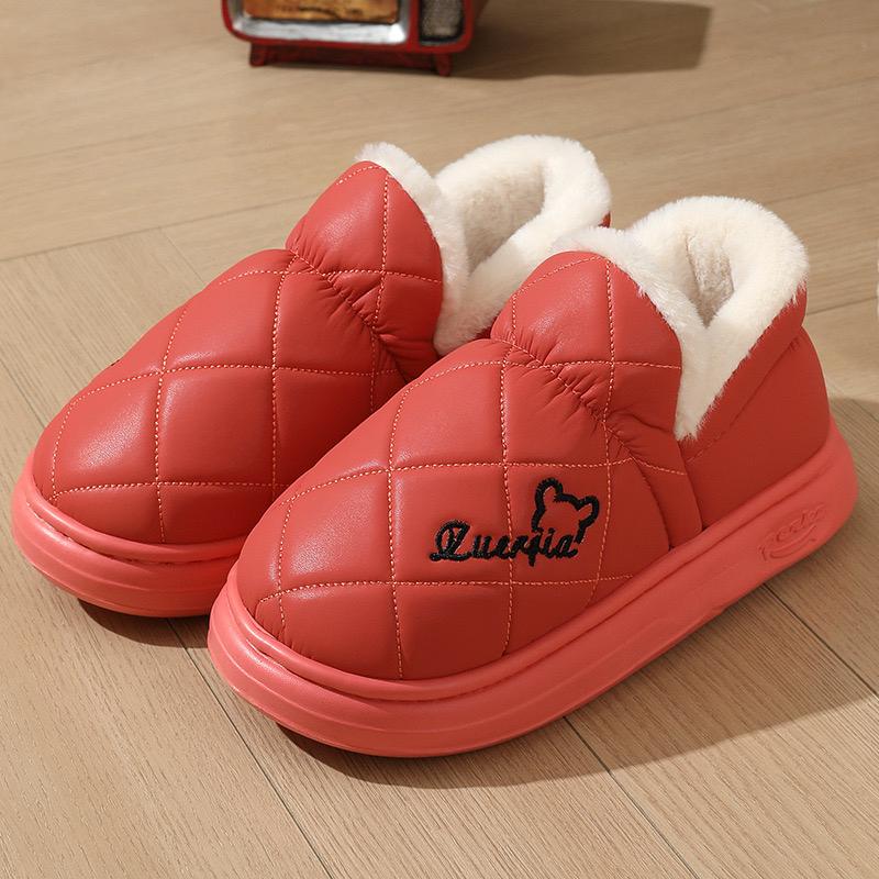 Roztomilé medvídkové nepromokavé bavlněné boty Dámské jednobarevné s tlustou podrážkou Platforma Sněhule Pohodlné Nadýchané Krátký plyš Botas Boty