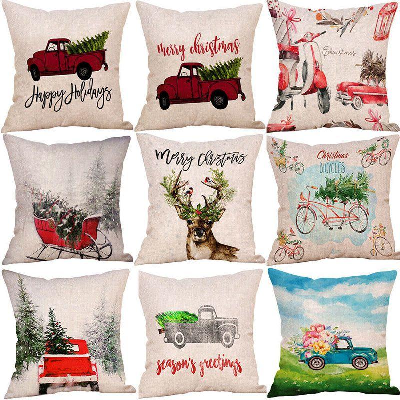 Luxurious Linen Christmas Pillow Case For Sofa And Car Beautiful Festive Design