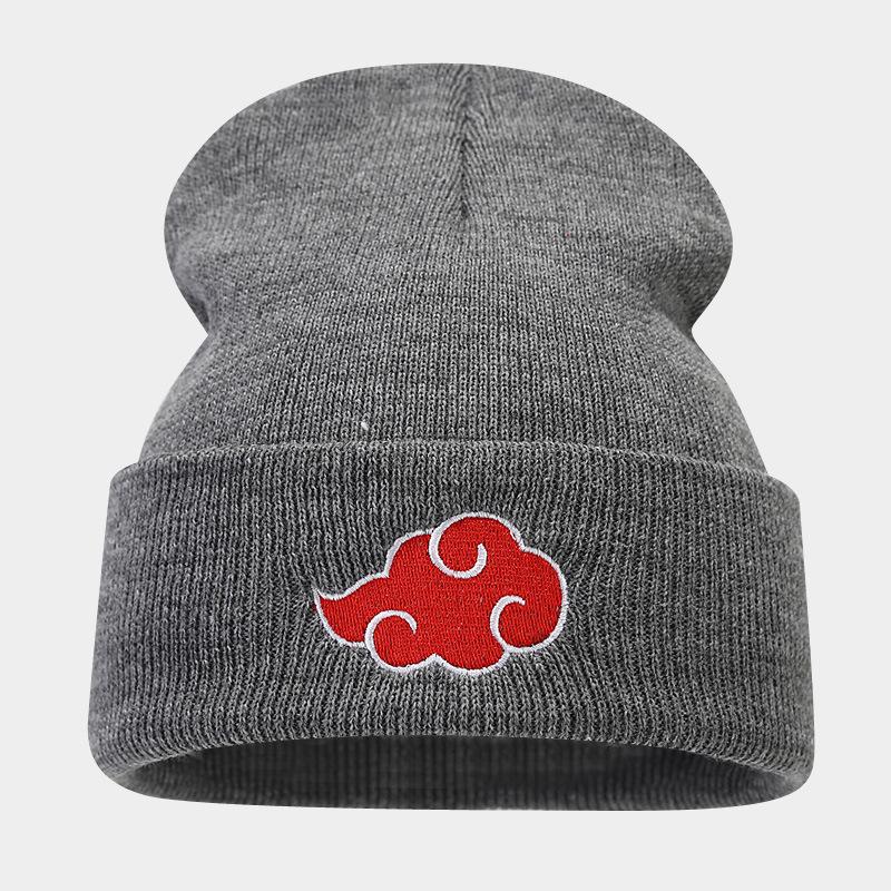 Autumn and Winter New Naruto Shippuden Auspicious Cloud Embroidery Knitted Hat for Men and Women Casual Versatile Personality Trend Warm Hat