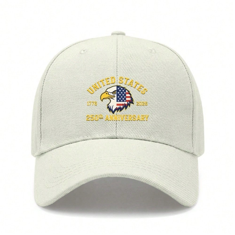 [Patriotic Baseball Cap] 2026 USA 250Th Anniversary Eagle Print Black Polyester Adjustable Hat Casual Outdoor Sports Patriotic Holiday Gift For