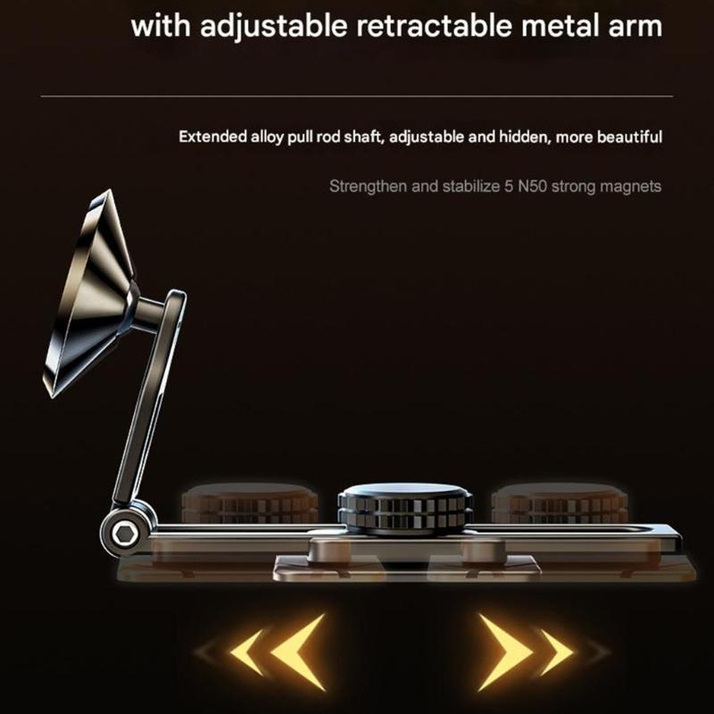 Heavy Duty Adhesive Car Phone Holder With 6 N50 Magnets Aluminum Alloy Construction 360 Rotation Universal Fit For Vehicle Trucks SUVs