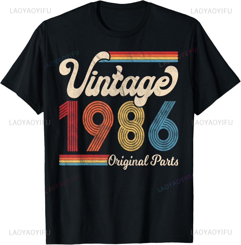 Vintage 39th Birthday Decorations Vintage 1986 39 Years Old Streetwear Custom Printed Graphic T Shirts Funny Shirt Camisas