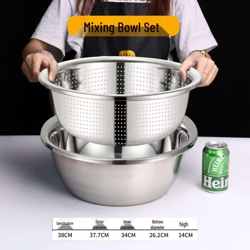 Stainless Steel Round Draining Basin Set