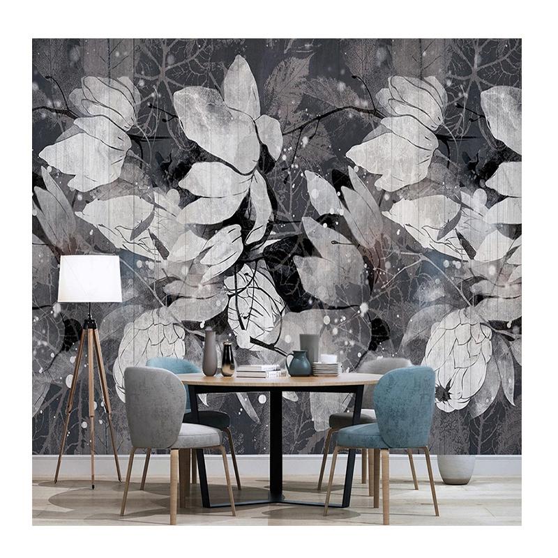Wallpaper Modern Black Floral Watercolor Leaves Wall Mural Home Interior Decoration 3D Wall Paper