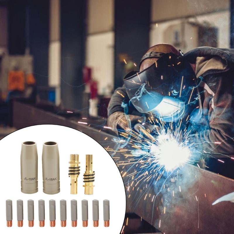 14Pz 15AK Ugelli di Contatto per Saldatura Rivestiti Ugello Gas Ugello Manicotto Protettivo Sostituzione per Pistole Saldanti