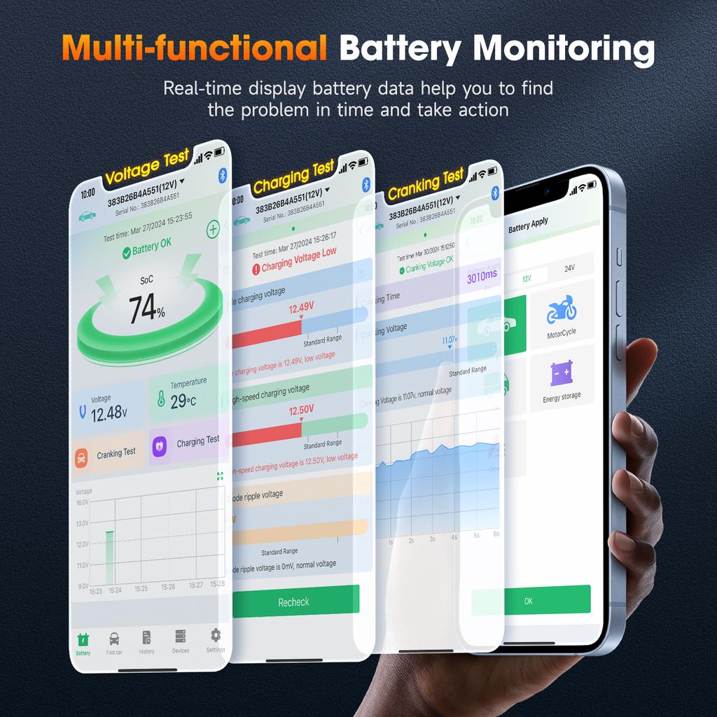2026 New ANCEL BM300 Pro Battery Monitor 24V Battery Tester 12V SOC Battery Health Analyzer Battery Tools