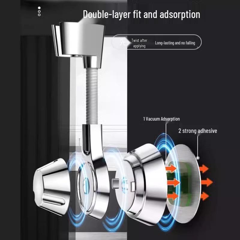 Punch-Free Adjustable Aluminum Shower Head Holder