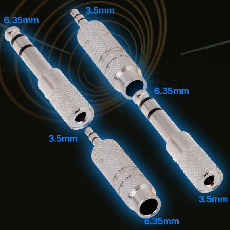 4pack Quality 6.35mm (1/4)inch Male To 3.5mm(1/8)inch Female Adapter 3.5mm Male To 6.35mm Female Plug Headphone Adapter
