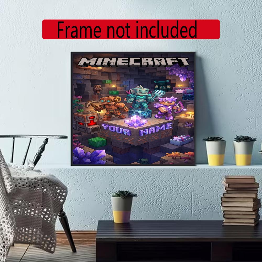 Minecraft Personalized Name Round Diamond Painting Kit Diamond Embroidery Painting Rhinestones Mosaic Frameless Handwork Decoration Arts