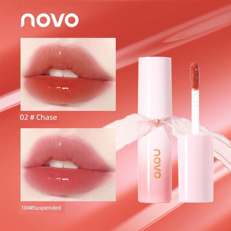 Novo Lip Lacquer Mirror Water Light Pure Desire Glass Lips Do Not Fade No Stain On Cup Lip Gloss Nude Color Series Lipstick Student Cheap