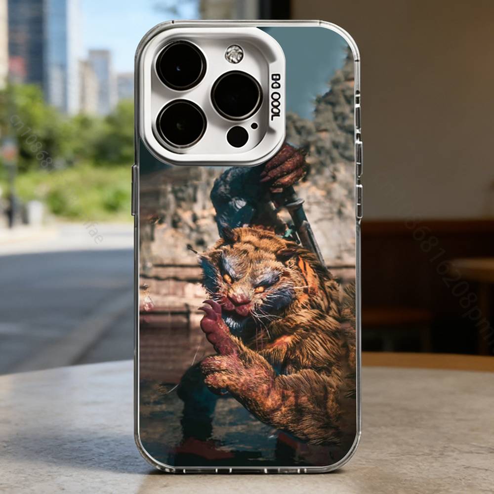 B-Black Myth Wukong White Shockproof Phone Case For iPhone 16,15,14,13,12,11,Pro,XS,Max,Plus,Mini,SE