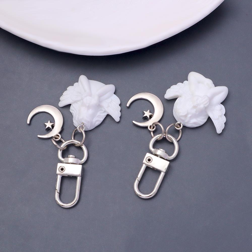 White Angel Pendant With Metal Star Moon Women Girls Earphone Case Decor Bag Charms Kid Party Souvenirs Gift Bag Charm