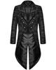 Devil Fashion Mens Gothic Steampunk Tailcoat Jacket Black Brocade Damask Wedding Halloween Tailcoat Jacket