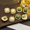 Korean Rhinestone Geometric Square Ear Clips - No Piercing Required, Luxurious & Versatile Simple Earrings