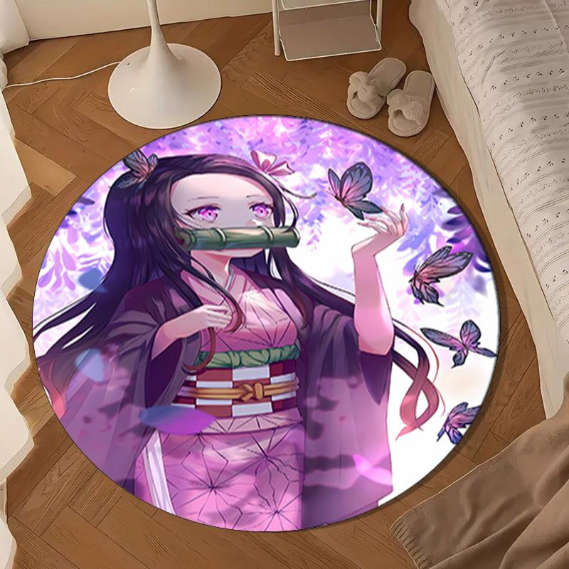 Vibrant Anime Characters Round Rug for Livingroom,Bedroom, Palyroom, Chair Rug, Area rug, Circle Carpet, Large Size Fan Christmas gift