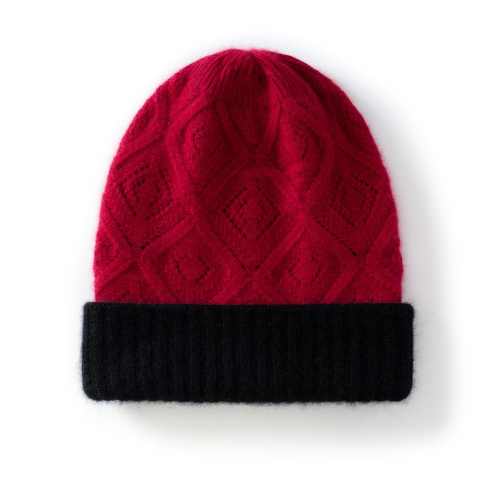 Cashmere hat cashmere autumn and winter knitted thermal hat men's double-layer thickened thermal cover cold ear hat teenager