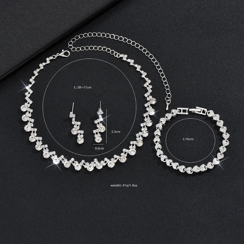 Hochzeit Silber Accessoires mit Perlen Krallenkette Ohrringe Halskette Set