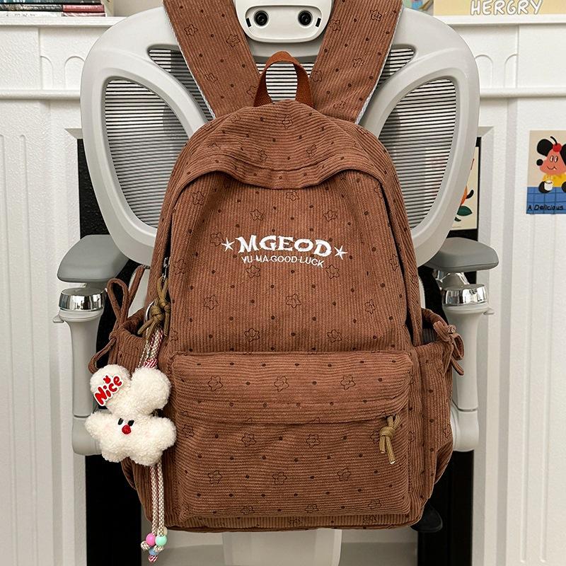 Schoolbag Japanese Korean ins Wind Cute Pentagram Polka Dot Backpack Female Student Large Capacity School Bag Versatile Campus Backpack