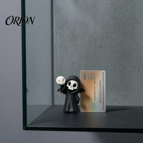Durable Resin Crafts 3D Printed Grim Reaper Skull Ornament, with Bat Wings Decor, Unique Figure Displays Cute Gothic Desk Figurine, for Halloween Home