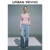UR 2026 Women's Colorblock Patchwork Plaid Denim Pants