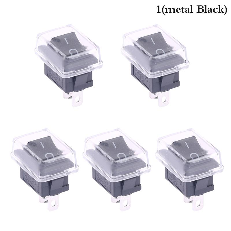 

5Pcs Push Button Mini Switch 2Pin Snap-in On/Off Rocker Switch with waterproof cover Black