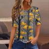 Women's Short Sleeve Halloween and Pumpkin Print T-Shirt, Casual Round Neck Pullover Top for Women