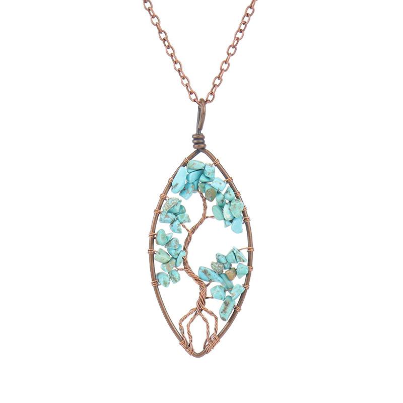 Temu Valence Handcrafted Tree of Life Leaf Necklace N03