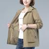 Giacca Elegante con Cappuccio Moda Primavera Donna Autunno Femminile Nuovo Cuciture Largo Corto Top con Cerniera Cappotto Coreano Signora