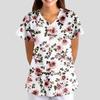 Women's Floral Print Loose V-neck Short-sleeved Uniform/ Uniform