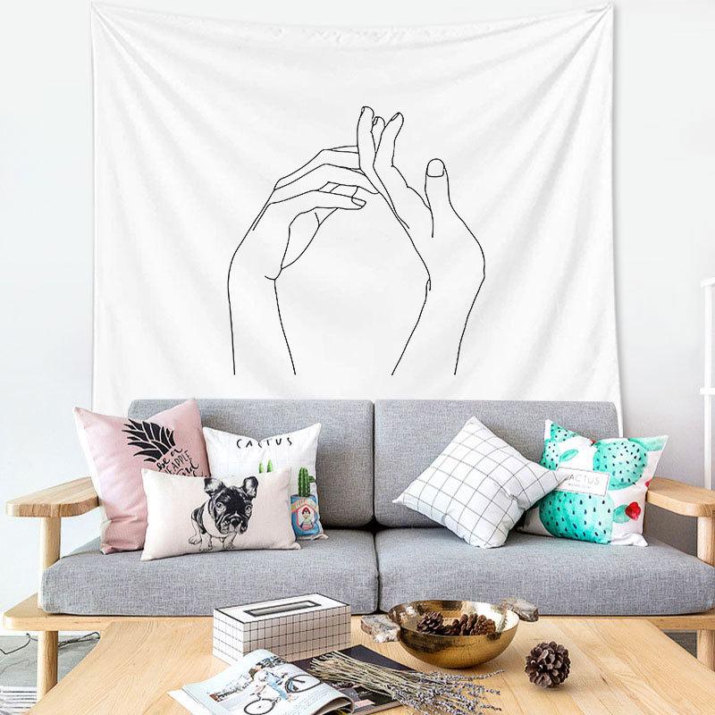 

Гобелен настенный простой художественный черно-белые линии гобелен фон спальня декоративный гобелен 100x75cm