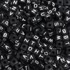50pcs/lot Black Acrylic Alphabet Beads Square A-Z Letter Loose Spacer Beads for Jewelry Making DIY Bracelet Handmade Supplies