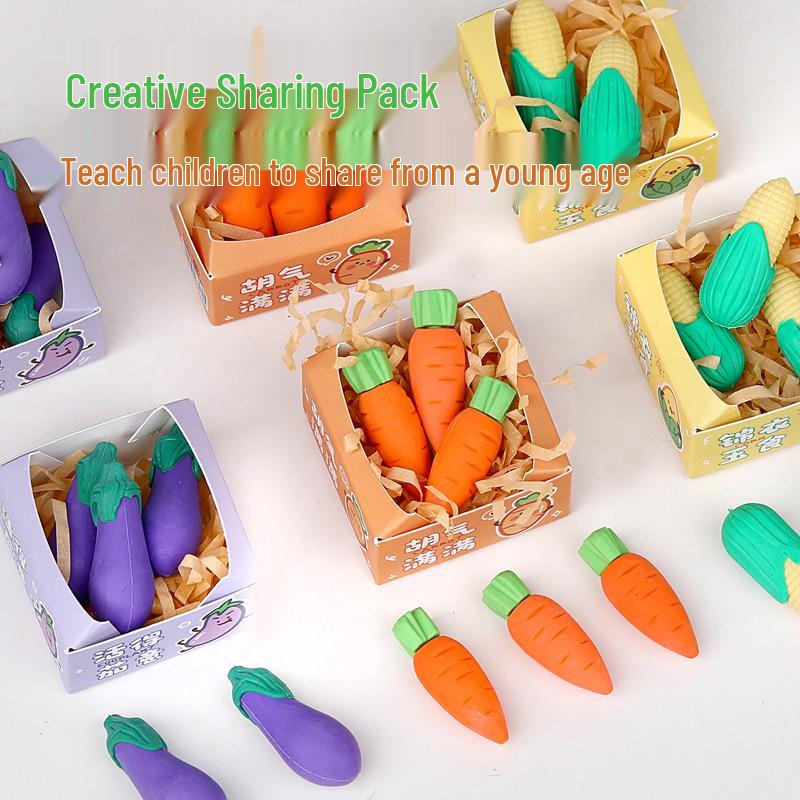 Creative Cartoon Fruit & Vegetable Erasers - Boxed Set for Kindergarten Gifts & Prizes