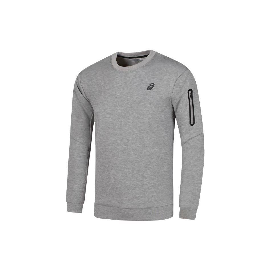 Asics Solid Color Outdoor Casual Sports Quick-Dry Crew Neck Pullover Long Sleeve Sweatshirt Men sweatshirt Light-Gray 2031E436-020