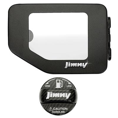 Type 50J2 CB Jimny Carbon Fiber Fuel Filler Cap Cover Glass Fuel Lid Door Set with New Jimny Sierra BG BRAGA & Emblem,
