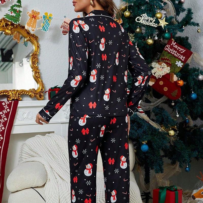 Women's Pajamas Christmas New Year Cartoon Two-Piece Set Milk Silk Homewear